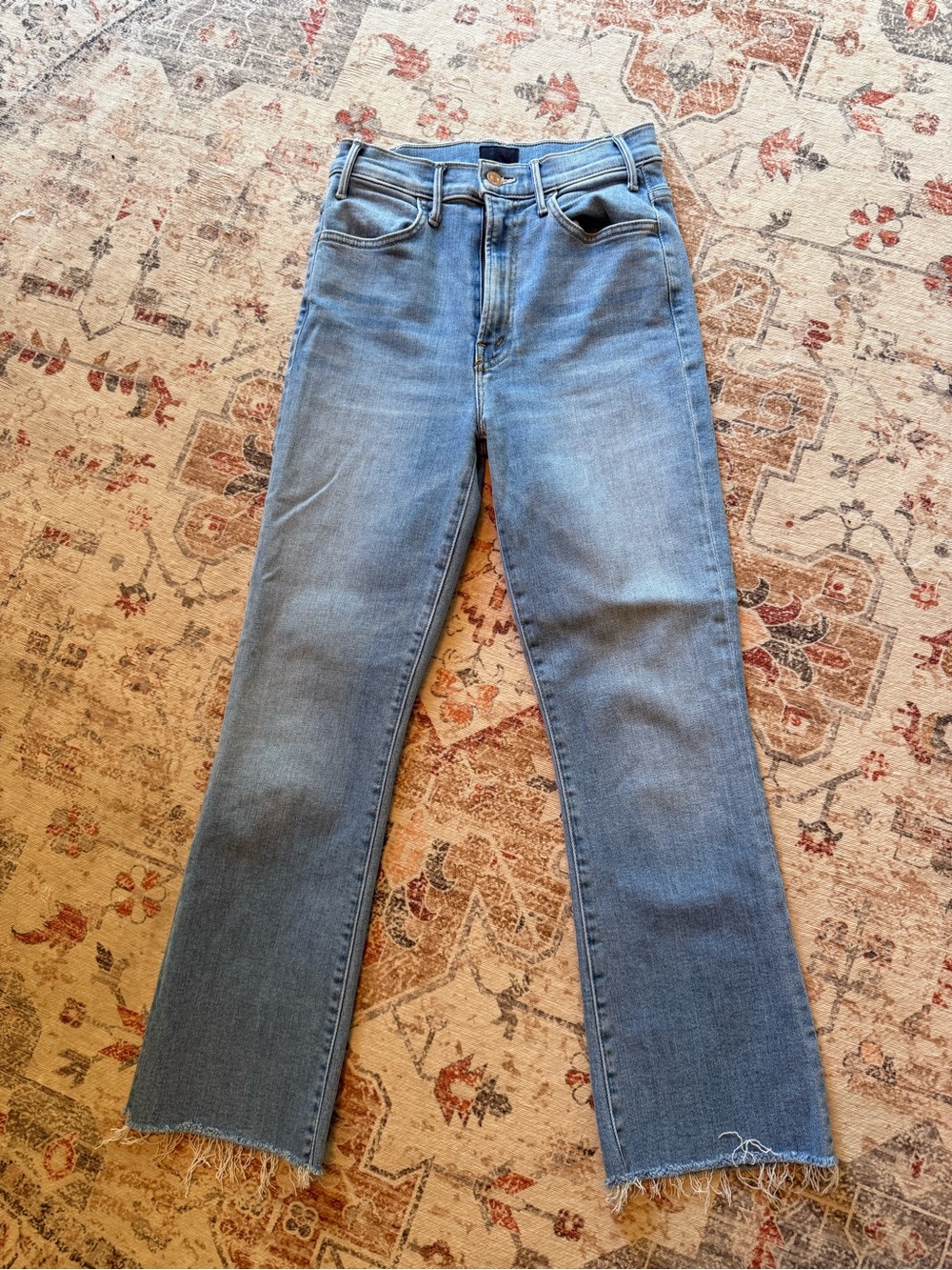 MOTHER Straight-Leg Jeans in Light Blue Denim
